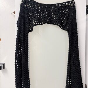 Black Crochet Women Sweater